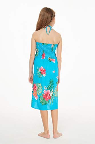 Girl Hawaiian Halter Dress in Pretty Tropical Hot Pink2
