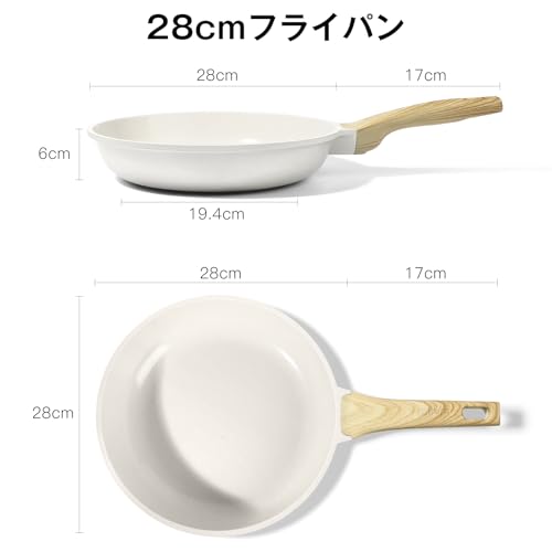 Image of GiPP Ceramic Coating Frying Pan, 11.0 inches (28 cm), Induction and Gas Fires, Fluorine Free, Nonstick Frying Pan, Heat Resistant Handle, Harmless to Body, Easy to Clean, Dishwasher Safe, PFOA PFOS