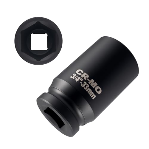 33mm Socket 3/4 Drive with 6 Point Design,Heavy Duty Non-slip 3/4 Impact Socket for Quick Dismantle Car Axle Nuts,Professional Deep Impact Axle Nut Sockets Car Accessories (33mm-3/4