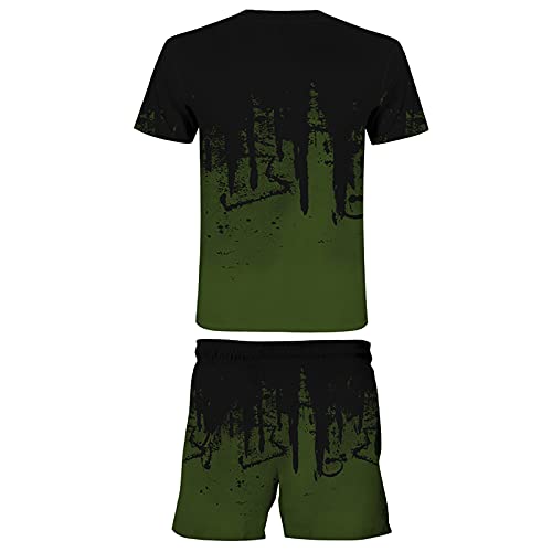 Générique Homme Ensemble Short Et Tee Shirt Imprimé Flamme Sport Homme Sportswear 2 Pièce Sets Ete Chic Pas Cher Grande Taille Decontracte Running Fitness Musculation Ensembles - Image 5