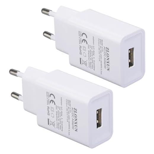 2 pezzi Caricatore Alimentatore USB 5V/2A da Caricabatterie USB Presa Spinotto 10W Compatible with iPhone,Samsung,Huawei,Redmi,Intelligent Watch,e-Reader,Tavoletta,lampada,Auricolare (2 Pacchi)