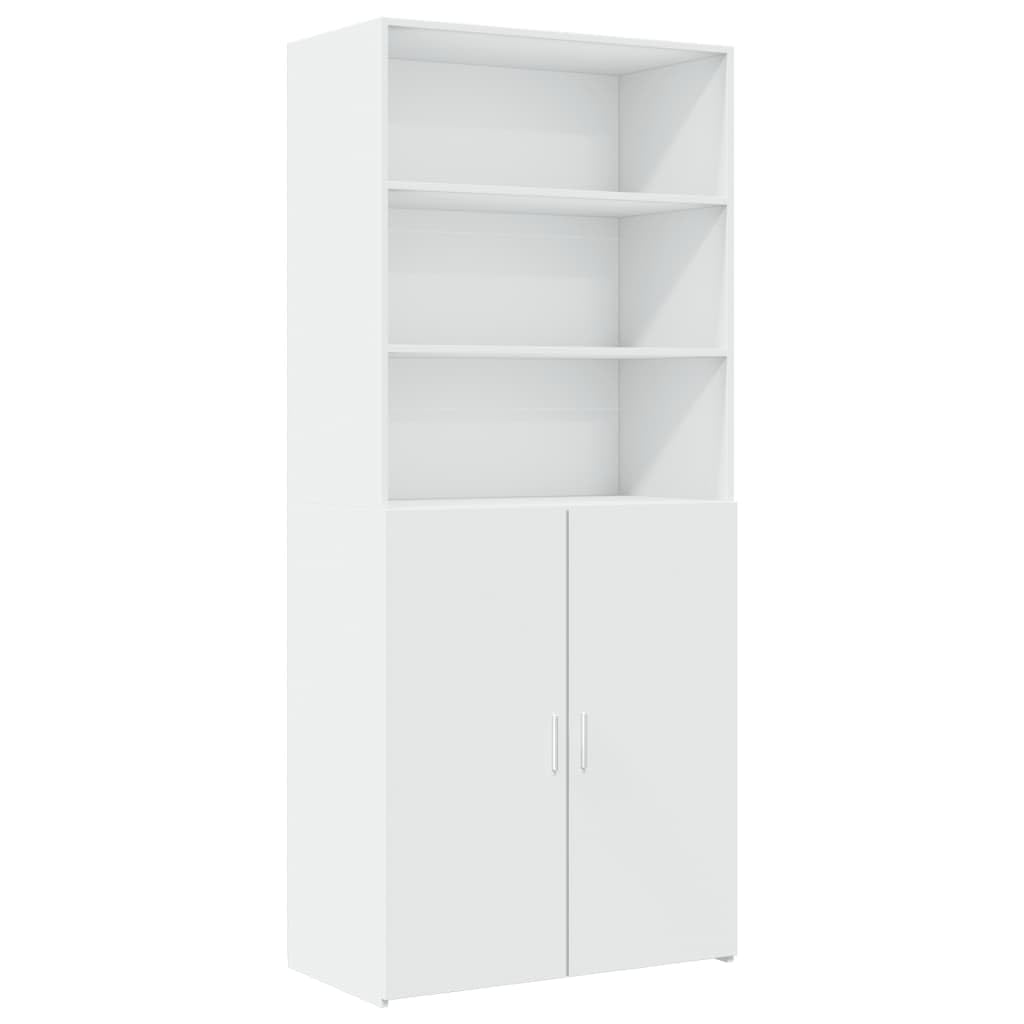 Armadio alto, 80 x 42,5 x 249 cm, in legno | Armadio alto versatile bianco con scomparti aperti e ante per soggiorno, camera da letto e corridoio.