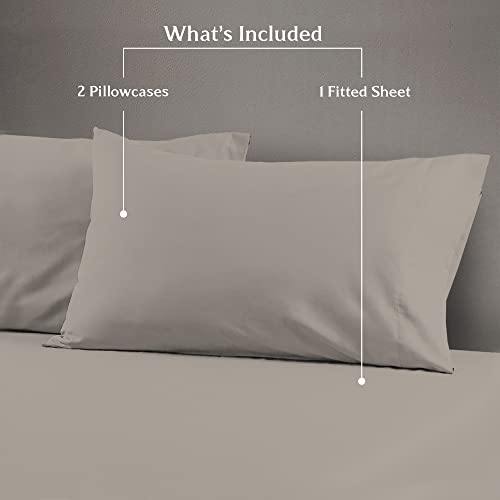 Mayfair Linen 3 Pieces Bundle - 800 Thread Count Fitted Sheet, (Taupe, Twin) & A Pair Of Pillowcases #TOP1