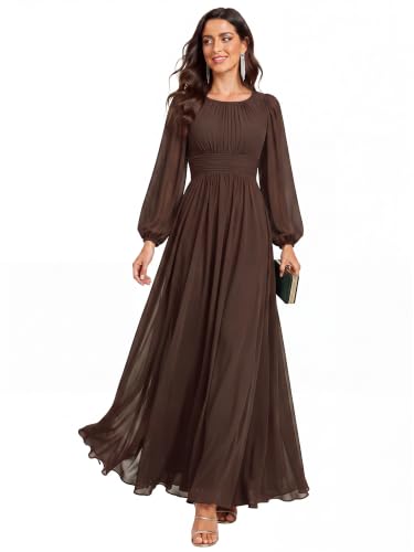 Image of Ever-Pretty Women's Chiffon Long Sleeve Formal Wedding Guest Dresses