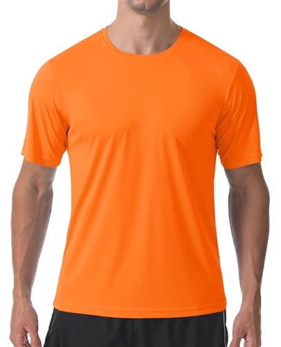 Men's Short Sleeve T-Shirt UPF 50+ Quick Dry Rash Guard Athletic Running T Shirts UV Sun Protection Swim Water Shirt