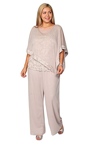 R&M Richards Plus Size Mother of The Bride Pant Set Champagne