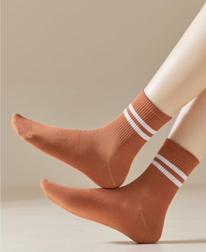 Image of Womens Crew Socks, Cotton Casual Boot Socks for Women 6 Pairs, Size 5-10