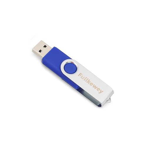 16G/32G/64G/128G Flash Drive Fullkewey Thumb Drive 2.0 High Speed Memory Stick USB Drive Rotated Design Black/Blue/White (Blue 16 GB)