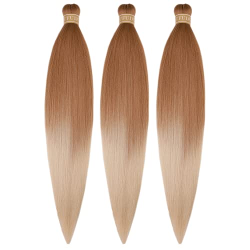 Ombre Ginger Blonde Braiding Hair Pre Stretched Kanekalon Knotless Braiding Hair For Braids（Packs Of 3,26",10 Oz） #TOP3
