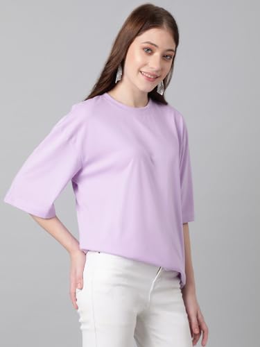 Image of KOTTY Women's Cotton Blend Solid Oversized T-Shirts