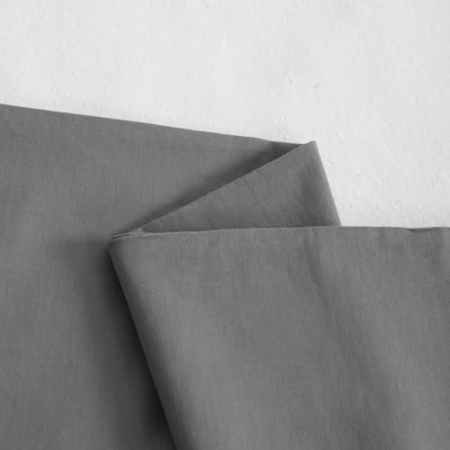 Ntbay Queen Size Stone Washed Cotton Pillowcases, 2-Pack Vintage Style Breathable Pillow Cases, 20x30 Inches, Grey