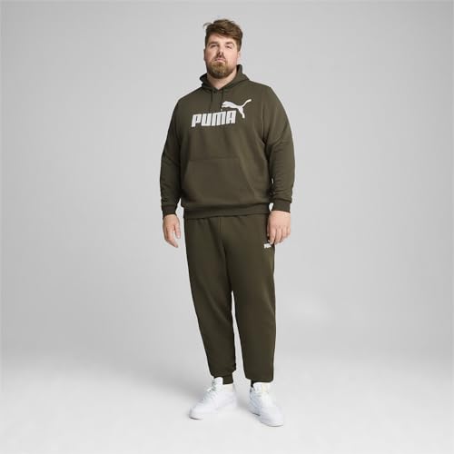 Image of PUMA Men's Essential Big Logo Fleece Hoodie, Dark Olive, XL