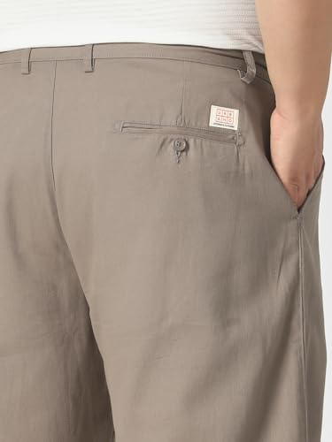 Image of Urbano Plus Men's Loose Mid Rise Baggy Fit Solid Chino Trousers Non-Stretchable