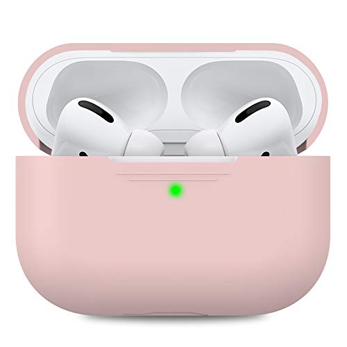 AHASTYLE Silikonhülle für Airpods Pro Weiche Schutzhülle und Haut [Front-LED Sichtbar] Kompatibel mit Apple AirPods Pro 2019 (Ohne Karabiner, Rosa)