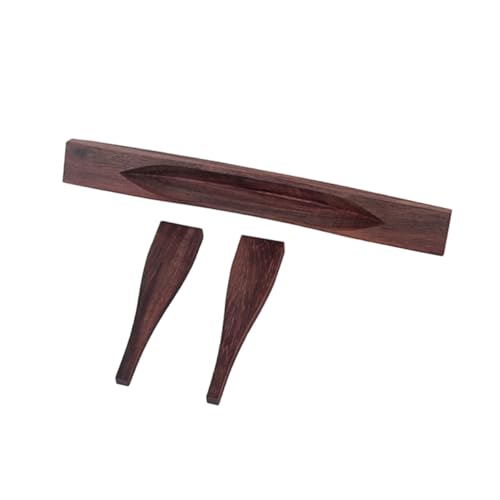 Levemolo アーチトップベースギター用ウッド製ブリッジ 可能なハーモニクス対応 滑らかなローラーサドル付き ブラウン