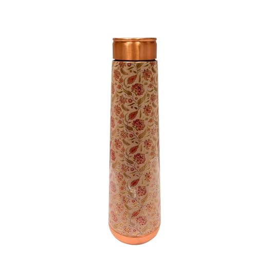 Image of ATTRO Arth Deluxe Copper Bottle Design Boosts Immunity Leakproof & Lightweight |Anti-Bacterial, BPA Free with Secure Cap for School, Travel, Gym & Work 900ml Florence Gold