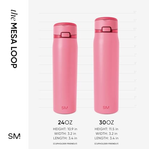 Simple Modern Mesa Loop Water Bottle with Straw | 24oz Cup Holder Friendly Insulated Stainless Steel Bottles for Travel, Sports and School | Velvet Pink