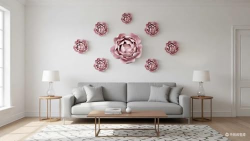 Image of Ceramic Flower Wall Art Decor, Artificial Flower Wall Sculpture,Handmade Ceramic Flowers for Home,Hallway,Living Room, Kitchen,Bathroom (Pink, Peony Bud, 1.57 inch)
