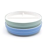 Elk and Friends Kids 6.7” Porcelain Divided Plates with Silicone Sleeves | Suitable for Babies/Kids/Toddlers | Microwave & Dishwasher Safe | Non Slip | Snack Dishes