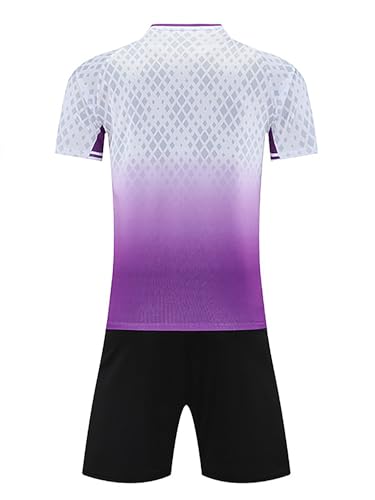 Hansber Kids Boys Shorts Set Gradient Color T-shirt With Loose Shorts for Athletic Workout White 13-14 Years3