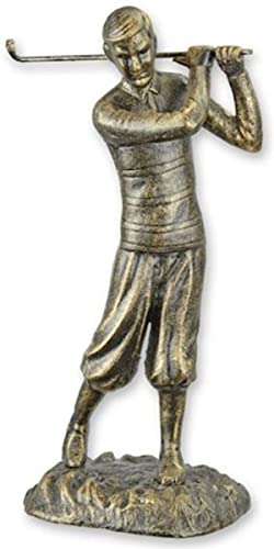 Sculpture fonte golfeur accessoire decoration bureau maison style or
