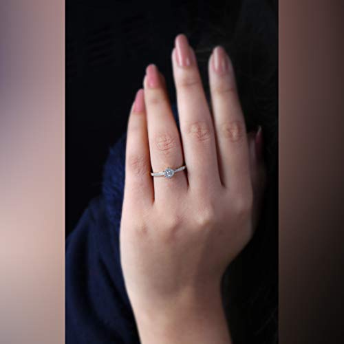 DZON Sterling Silver 1/8 CT TDW Diamond Promise Ring for Women(I-J, I2)2