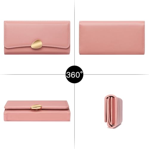 Image of Wallets for Women Trifold Wristlet Wallets Large Capacity RFID Blocking Ladies Purse Credit Card Holder