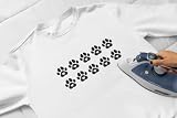 Bleacher Spirit 10 Mini Paw Print Iron on Decals, 1x1 Paw Shaped w/Heart Center Vinyl Patches, Bulk Set Animal Paws, Pick Color (White Glitter)
