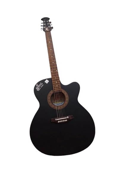 Image of Signature 40-Inch Matte Black Guitar - Built-in Truss Rod, AUX Output, 20 Frets