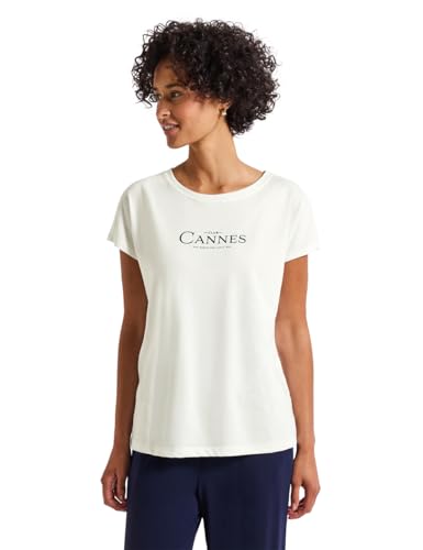 STREET ONE Damen 3227317 Shirt mit Folien-Wording, Off White, 42