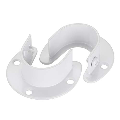 Ownmy 6 Packs Closet Rod End Supports Curtain Flange Rod Holder 1-1/4" Diameter, U Shaped Stainless Steel Closet Pole Sockets Opening Flange Rod Bracket For Closet Shelf Wardrobe Shower Curtain, White #TOP1