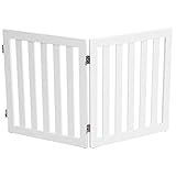 COSTWAY Absperrgitter Hunde 60cm Hoch, Schutzgitter Holz, Kindergitter klappbar, Treppengitter Hundeabsperrgitter flexibel Türschutzgitter (2 Paneelen, Weiß)