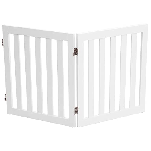 COSTWAY Absperrgitter Hunde 60cm Hoch, Schutzgitter Holz, Kindergitter klappbar, Treppengitter Hundeabsperrgitter flexibel Türschutzgitter (2 Paneelen, Weiß)
