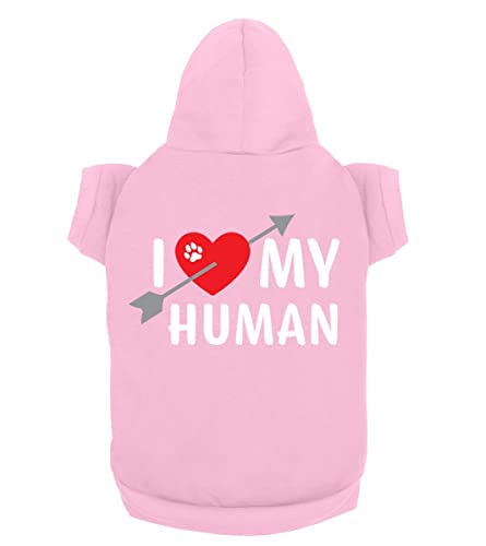 Apparelyn Cute I Heart My Dog I Heart My Human Matching Pet And Owner Hoodie Sweatshirt Set Light Pink #TOP2