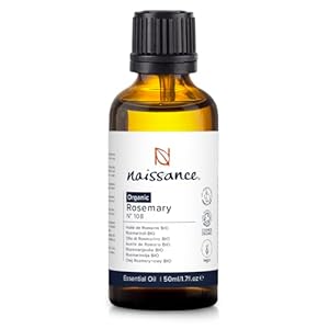 Naissance Organic Rosemary Essential Oil (#108) 50ml – Puur, Natuurlijk, Gecertificeerd Biologisch, Wreedheidvrij, Veganistisch, Steam gedestilleerd en onverdund – Gebruik in Aromatherapie & Diffusers