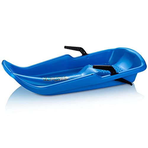 Bob-Schlitten-fuer-Kinder-Rodel-mit-Zugseil-und-Bremsen-Kinderschlitten-Rodelschlitten-Schneegleiter-Schneebob-aus-stabilem-Kunststoff