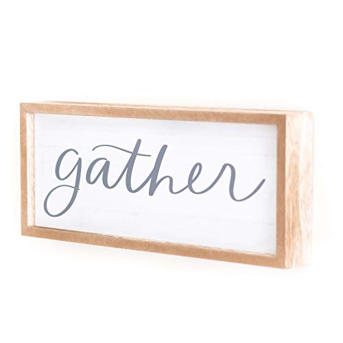 image for word+joy Wooden Gather Sign for Farmhouse Home Decor | 12x5-Inch Rusti