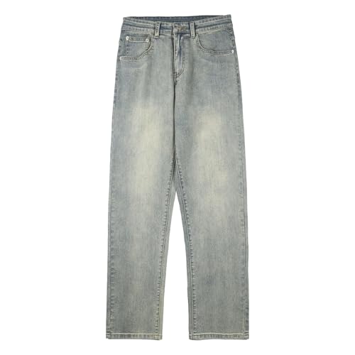 Men's Denim Pants Straight Leg Regular Fit Jeans Long Trousers Casual Loose Fit Jean Pants