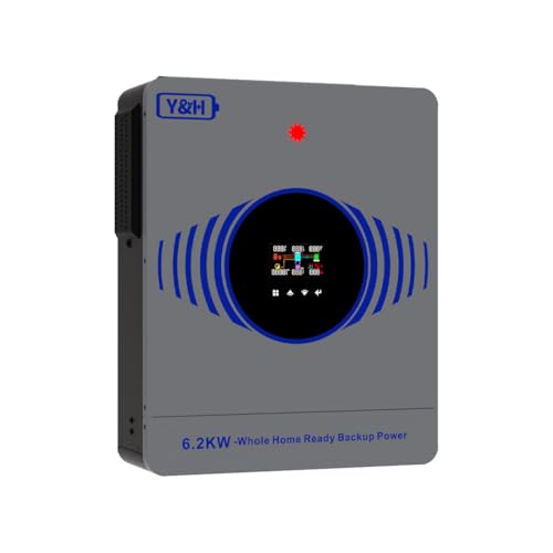 Image of Y&H 6.2KW Hybrid Solar Inverter DC48V to AC220V, Built-in 120A MPPT Controller,8000W 27A PV Input, Battery-Free Operatio, Dual AC Output, for 48V Lead/Li Battery,On/Off Grid Home Energy Storage System