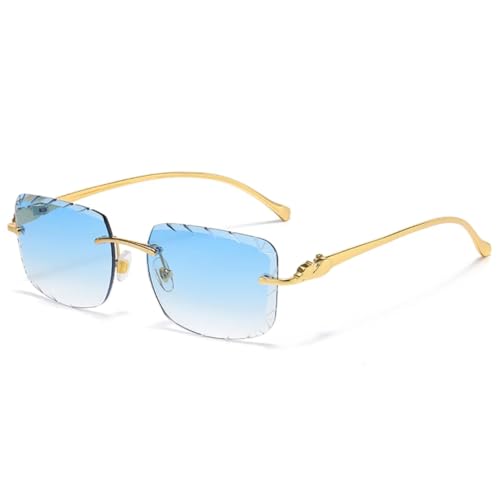 Lunettes de soleil sans monture pour homme et femme style rétro avec verres coupés