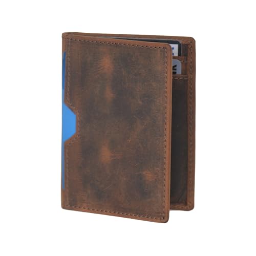Portefeuille fin cuir pleine fleur StarHide vintage avec fentes d'accès rapide pour 7 cartes