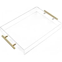 Clear Acrylic Serving Tray with Golden Handles