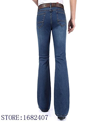 Men's Business Casual Boot Cut Jeans Mid Waist Flares Pants Plus Size 27-383