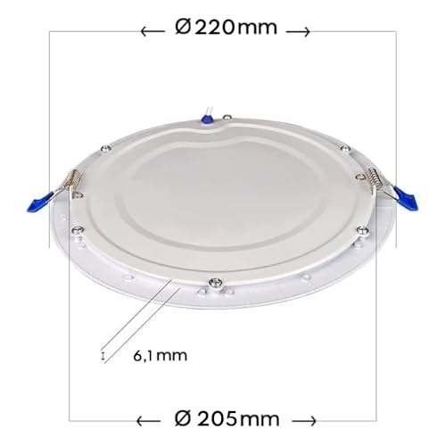 M Ledme - Pack 2, Downlight LED 220mm 20W, 2000 lúmenes, Panel Redondo Extraplano, Color Luz fría (6000k), Corte estándar 205mm, Driver incluido, LM5551. - Imagen 4