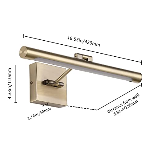 Joosenhouse Picture Light,Dimmable Painting Light With Rotatable Light Tube,Art Display Light For Picture Frame Light Artworking Portrait -Antique Bronze, 9W Hardwired Connection,3000K Warm White #TOP5