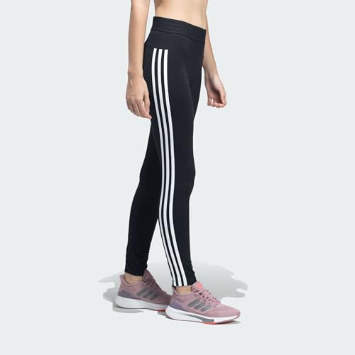 Image of adidas Women's Essentials 3-Stripes Tights - High-Rise Slim-Fit Cotton Stretch Leggings, Soft & Breathable Activewear for Yoga, Training, Running & Casual Wear for All Season