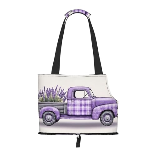 Purple Truck with Lavender in The Bed Pet Sling Carrier for Small Dog Cats Puppy Portable Tote Bag Pouch for Outdoor Travel Hiking