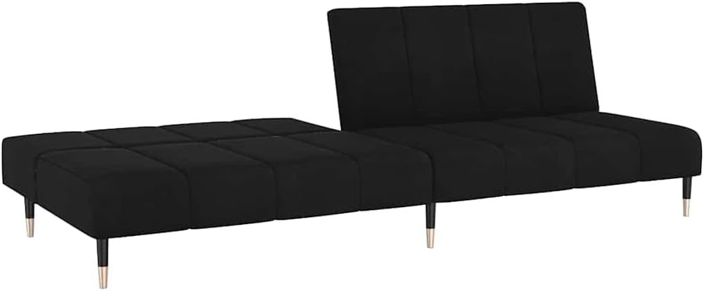 Sofa Bed Black Velvet (100% Polyester) Living Room Furniture