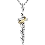 TOFOCO Collar con colgante de corona de espada para hombre, joyería religiosa de metal unisex con cadena de 23.6 pulgadas, símbolo de fe y fuerza, accesorio de cosplay, universal, Metal, Sin piedra