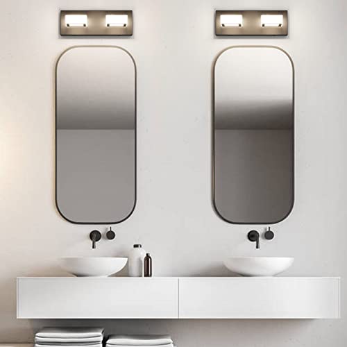 Image of Ralbay Modern Vanity Light - 2 Light Acrylic Matte Black Bathroom Lighting Fixture with LED, Natural White Light (4500K)